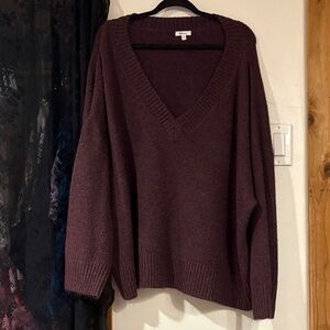 Reitmans Deep V-Neck Sweater - Dark purple